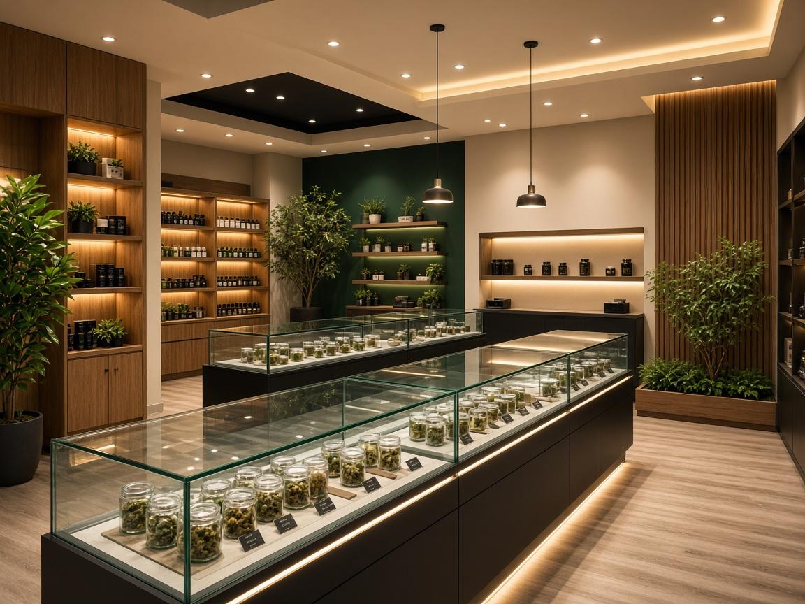 Modern licensed cannabis dispensary retail interior